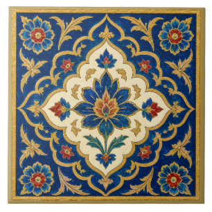 Ottoman Iznik Floral Medallion Mural Ceramic Tile
