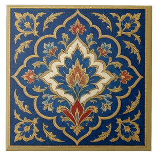 Ottoman Iznik Floral Medallion Mural Ceramic Tile