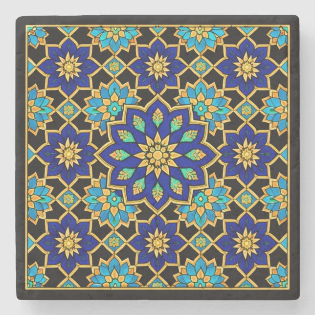 Ottoman Style History Design Blue  Stone Coaster (Front)