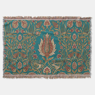 Ottoman Tulip Pattern Throw Blanket