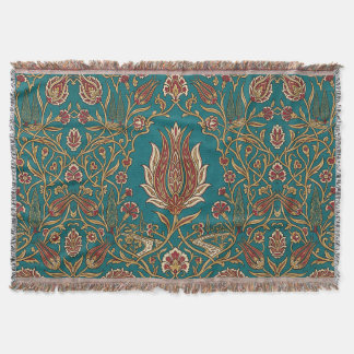 Ottoman Tulip Pattern Throw Blanket