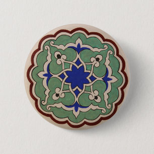 Ottoman Turkey Arabesque Old Tile 6 Cm Round Badge
