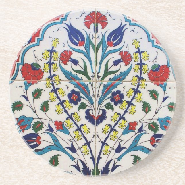 Ottoman Turkey Arabesque Old Tile Coaster (Front)
