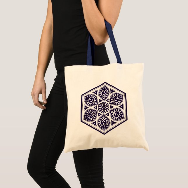 Ottoman Turkish White Blue Ware Rosette Design Tote Bag (Front (Product))