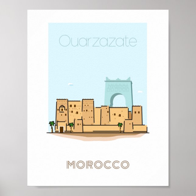 Ouarzazate city travel poster - morocco travel  (Front)