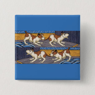 OUCH! dog bites dog 15 Cm Square Badge