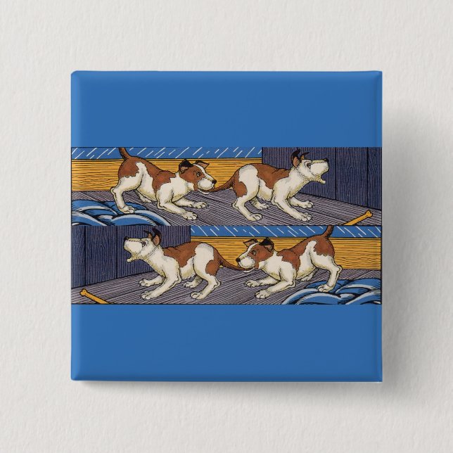 OUCH! dog bites dog 15 Cm Square Badge (Front)