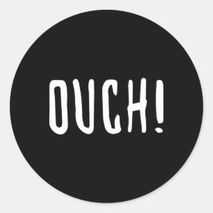 Ouch! Funny Hurt Expression Skateboarding Bmx Skat Classic Round Sticker