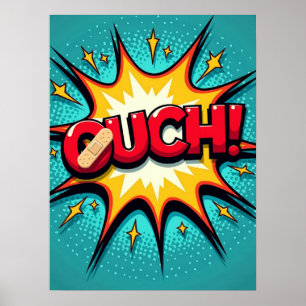 OUCH! Pop Art Comic Explosion Poster