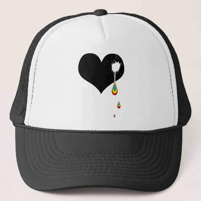 ouch. rainbow heart. trucker hat (Front)