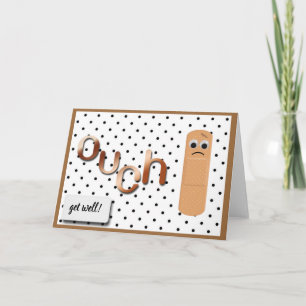 "ouch" sad bandaid get well card