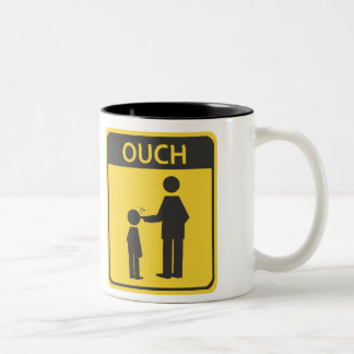ouch sign Two-Tone coffee mug