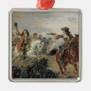 Oudenaarde - A Cavalry Skirmish (oil on panel) Metal Ornament