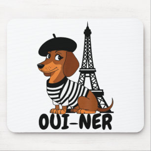 Oui-ner Dog Funny Dachshund Wiener Sausage Ween Do Mouse Pad