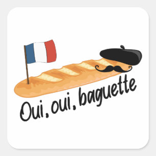 Oui Oui Baguette - Funny French Food Square Sticker