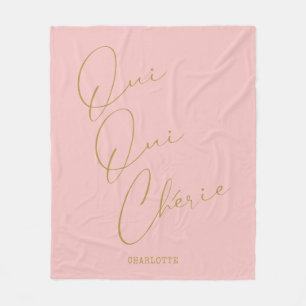 Oui Oui Chérie French Quote Chic Funny Blush Pink Fleece Blanket