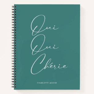 Oui Oui Chérie French Quote Chic Funny Mint Green Notebook