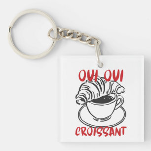 Oui Oui Croissant – Cute French Coffee Breakfast Key Ring