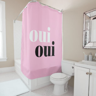 Oui Oui Modern Pink Simple typography Shower Curtain
