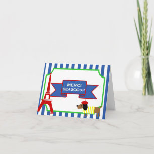 Oui Oui Paris Art Dog and Eiffel Tower Thank You Card