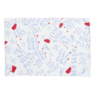 Oui Red Beret Bonjour Cute French Hello Pillowcase