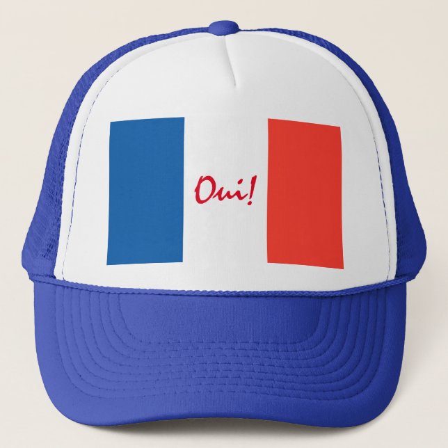 Oui Yes French Flag Customisable Trucker Hat (Front)