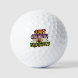 Ouiet Quitting in Progress Comic Book Cartoon Play Golf Balls