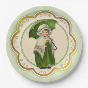 Ould Ireland Irish Umbrella Girl Paper Plate