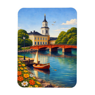 Oulu Finland Fridge Magnet Vintage Travel Art