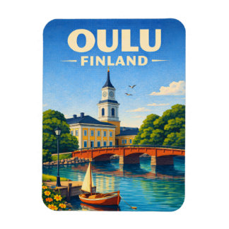 Oulu Finland Fridge Magnet Vintage Travel Art