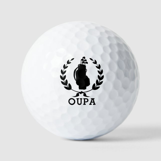 Oupa Father's Day Golf Bag Wreath Personalised Golf Balls (Front)