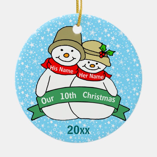 Our 10th Christmas Ceramic Tree Decoration (Front)