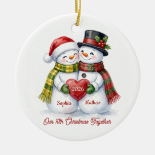Our 10th Christmas Together Snowman Ornament
