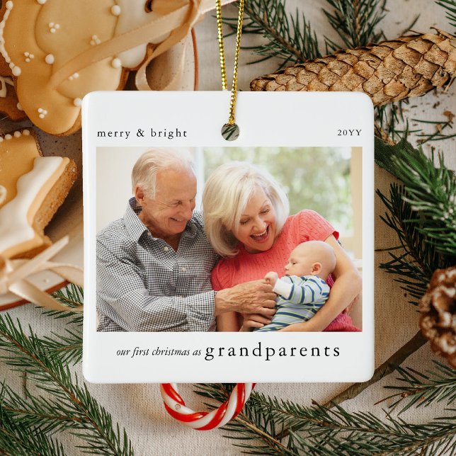 Our 1st Christmas as Grandparents Photo Keepsake Ceramic Ornament (Creator Uploaded)