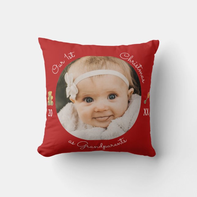 Our 1st Christmas as Grandparents Throw Pillow (Front)