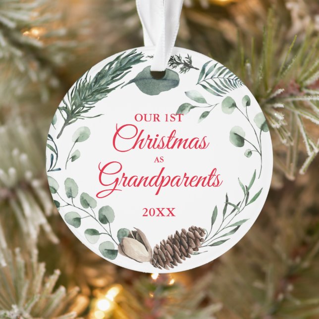 Our 1st Christmas as Grandparents Winter Wreath Ornament (Tree)