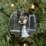 Our 1st Christmas as Mr and Mrs Wedding Photo Ceramic Ornament<br><div class="desc">Our first Christmas as Mr and Mrs. Stylish Christmas keepsake ornament for a newlywed couple. Photo template via Pixabay licensed under CC0 and must be replaced with your own photo</div>