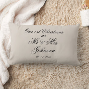 Our 1st Christmas As Mr & Mrs Couple's Keepsake Lumbar Cushion
