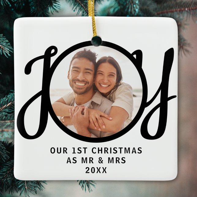 Our 1st Christmas As Mr & Mrs Photo Keepsake Ceramic Ornament (Creator Uploaded)