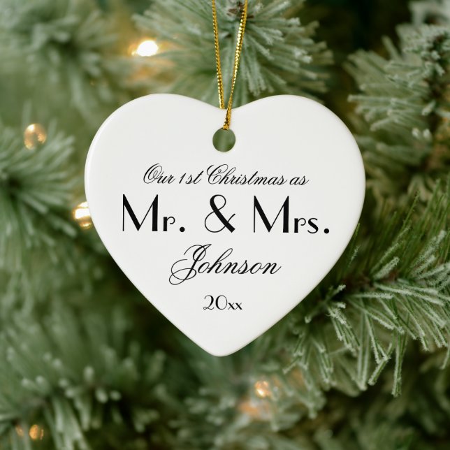 Our 1st Christmas As Mr & Mrs Simple Script Chic Ceramic Ornament (Tree)
