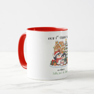 Our 1st Christmas as Three Winter Penquins Scene Mug