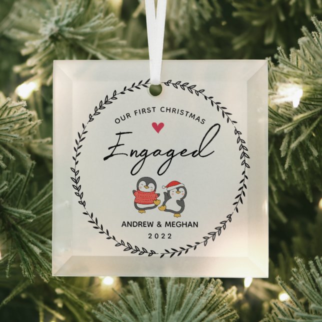 Our 1st Christmas Engaged Glass Tree Decoration (Insitu)