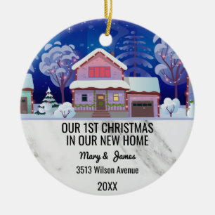 Our 1st christmas in our new home Custom Message Ceramic Ornament