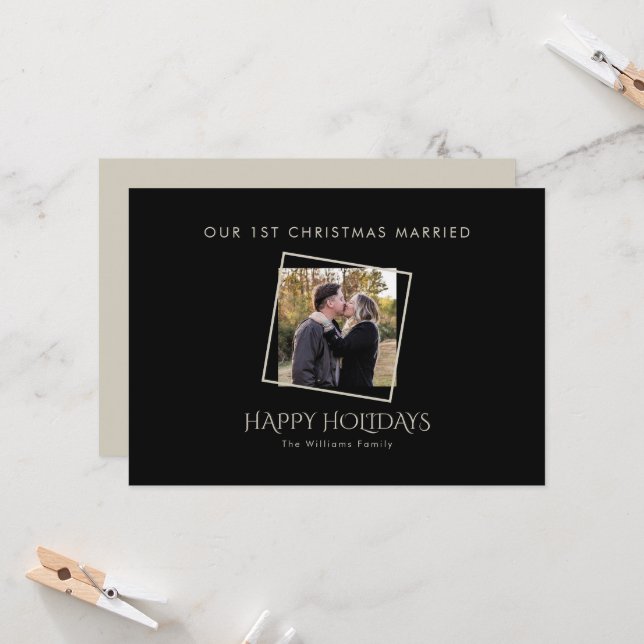 Our 1st Christmas Married Framed Photo Black & Tan (Front/Back In Situ)