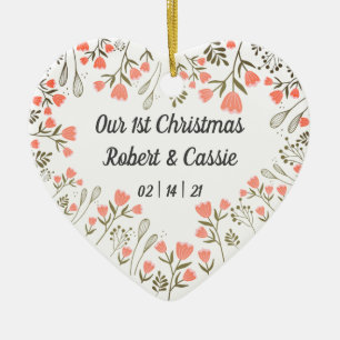 Our 1st Christmas Personalised Wedding Ceramic Ornament