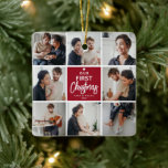 Our 1st Christmas Photo Collage Keepsake Ceramic Ornament<br><div class="desc">Create your very own couples Christmas Gift with this cute photo collage ornament. Featuring 8 photograph in a modern square grid template and the text 'Our First Christmas,  name/s and the year.</div>