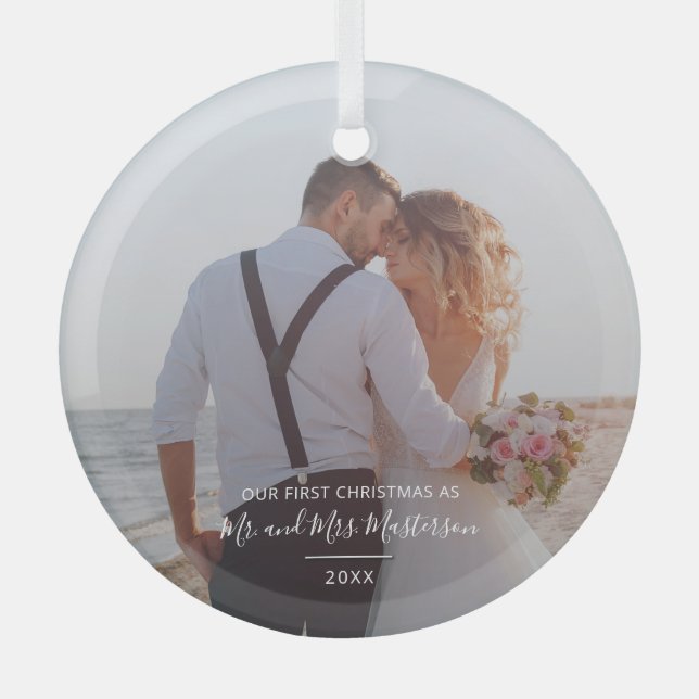 Our 1st Christmas Photo Glass Tree Decoration (Front)