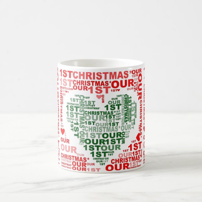 Our 1st Christmas Red Green Heart Coffee Tea Mug (Center)
