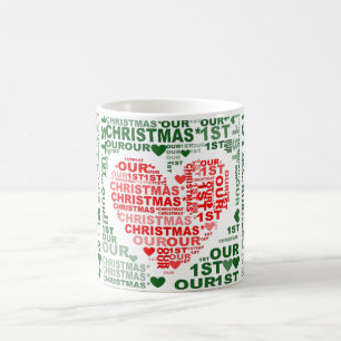 Our 1st Christmas Red Heart Coffee Tea Mug. Coffee Mug