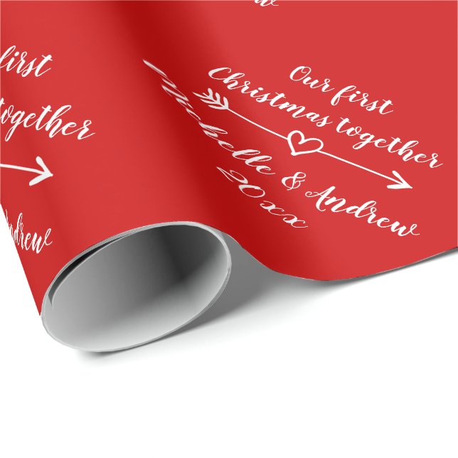 Our 1st Christmas together custom red Holiday Wrapping Paper (Roll Corner)